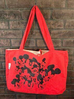 Disney World Reversible Mickey Large Canvas Tote Bag Disney Parks 13x18